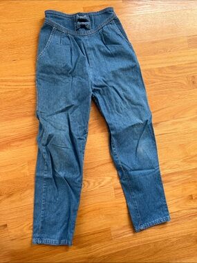 Vintage USA Blue Denim Jeans with elastic High Waist Detail girls 14